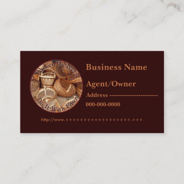 Basket Weavers Do It With Fibre - Basket Weaver Business Card (Front)