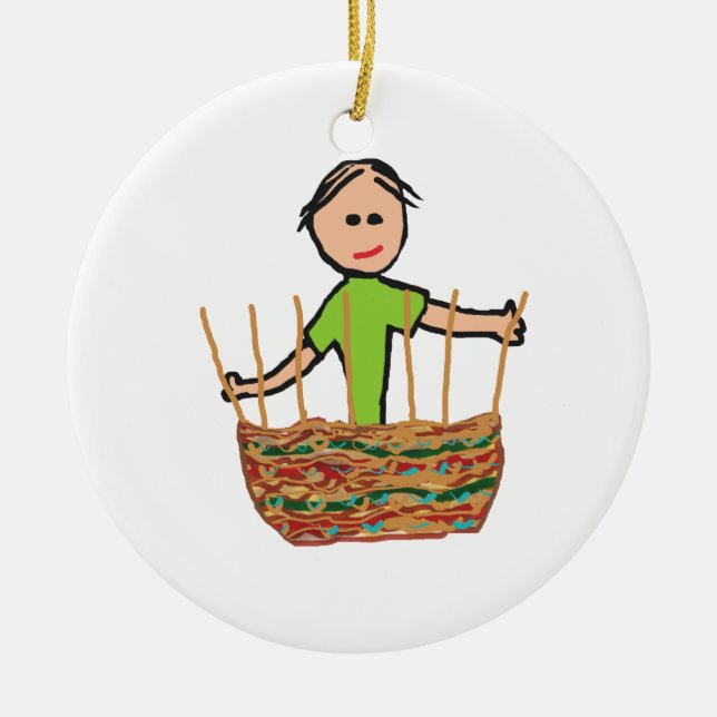 Basket Weaving Ceramic Tree Decoration (Front)