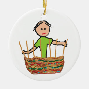 Basket Weaving Ceramic Tree Decoration