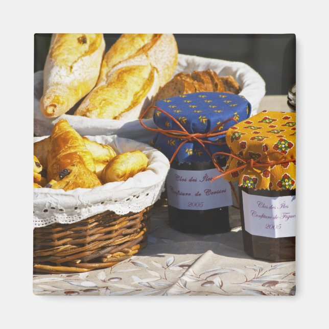 Basket with croissants and chocolate breads. magnet (Front)