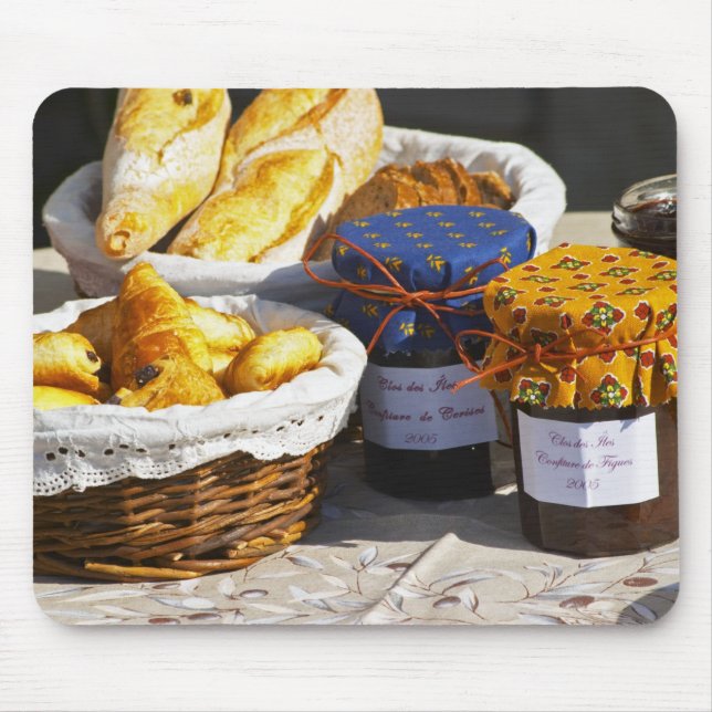 Basket with croissants and chocolate breads. mouse mat (Front)