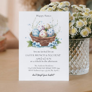 Basket with decorative eggs and egg hunt 2 invitation