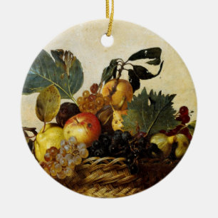 Basket with Fruit, Caravaggio Ceramic Tree Decoration