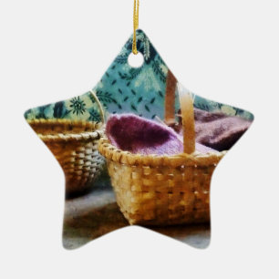 Basket With Knitting Ceramic Tree Decoration
