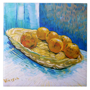 Basket with Six Oranges Van Gogh Fine Art Tile