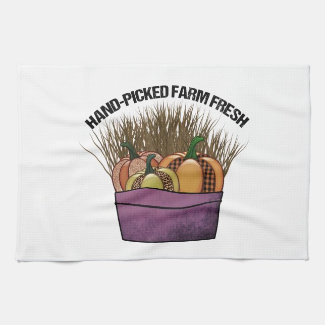 Basket with three pumkins tea towel (Horizontal)