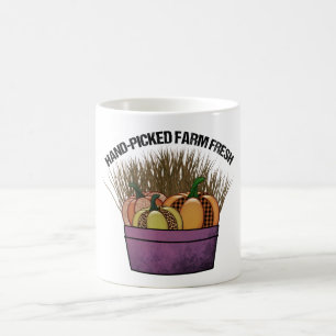 Basket with three pumpkins coffee mug