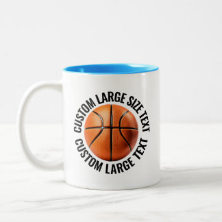 Basketbal Ball & Large Text LIGHT BLUE 11oz Custom Two-Tone Coffee Mug