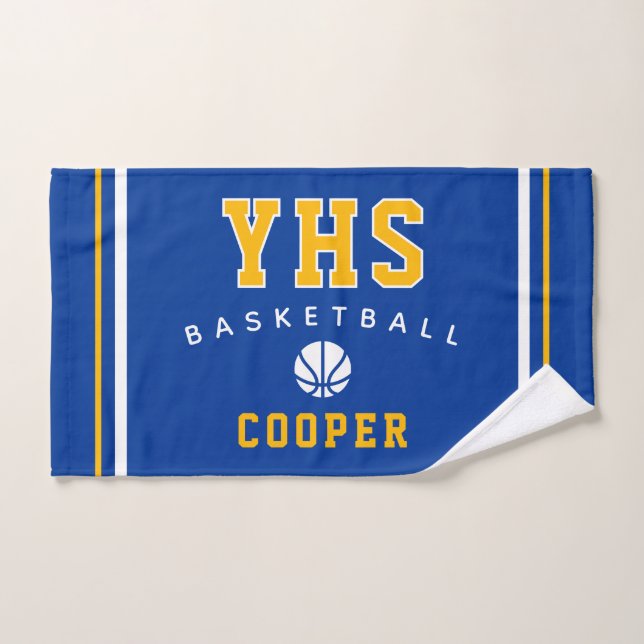 BasketbalI Icon, Custom Name & School, Team Gift Hand Towel (Hand Towel)