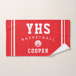 BasketbalI Icon, Custom Name & School, Team Gift Hand Towel