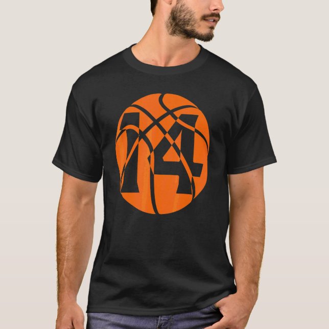 Basketball 14 Year Old Birthday Players Team Men W T-Shirt (Front)