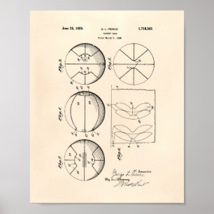 Basketball 1929 Patent Art Old Peper Poster
