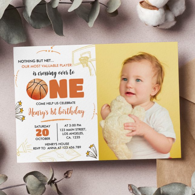 Basketball 1st Birthday Invitation Sport Party (Creator Uploaded)
