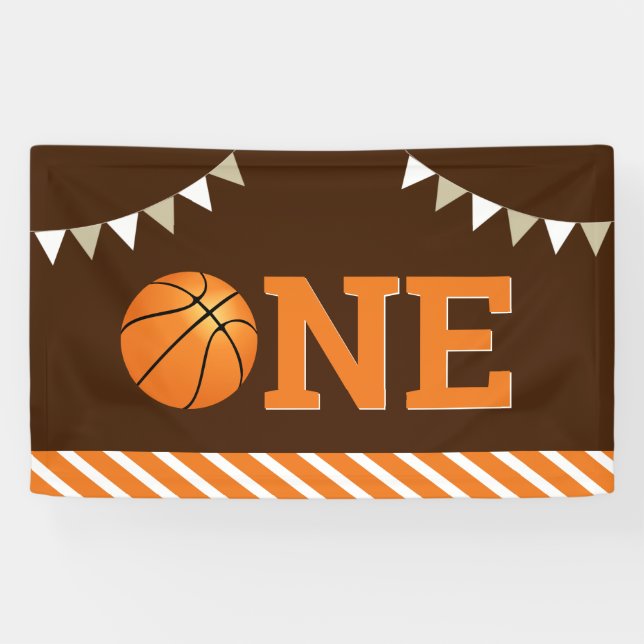 Basketball 1st Birthday Party Banner (Horizontal)