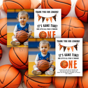 Basketball 1st Birthday Party Thank You Card
