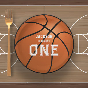 Basketball 1st Birthday Unique Paper Plate