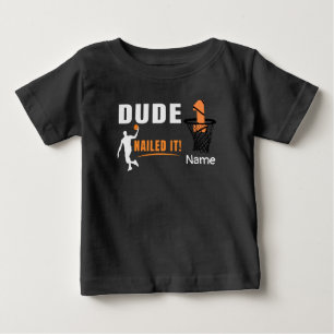 Basketball  1st Birthday with number in mini hoop  Baby T-Shirt