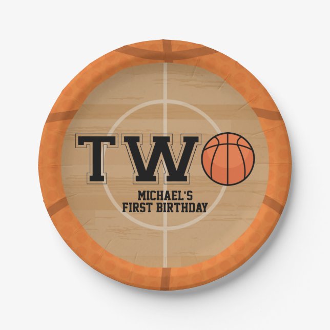 Basketball 2nd Birthday Paper Plate (Front)