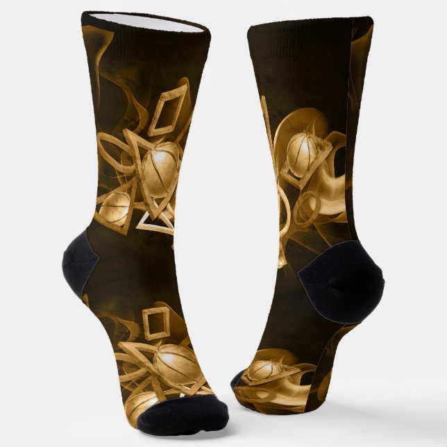 Basketball 3D abstract gold Socks (Angled)