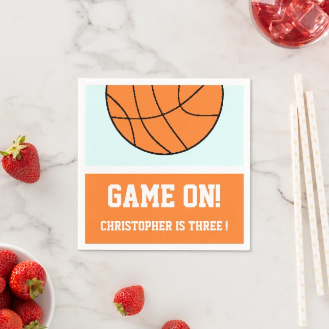Basketball 3rd Birthday Napkin (Insitu)