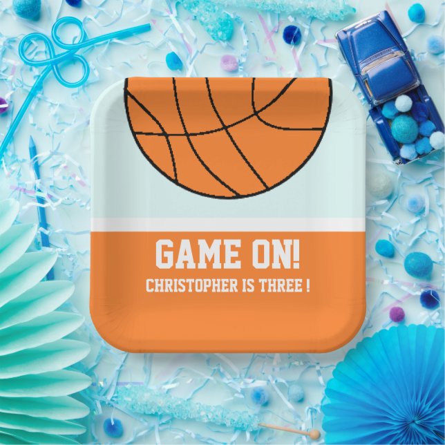 Basketball 3rd Birthday Paper Plate (Party)
