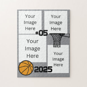 Basketball 4 Photo Collage Jigsaw Puzzle Grey