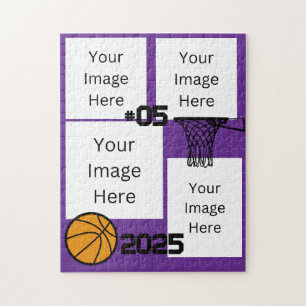 Basketball 4 Photo Collage Jigsaw Puzzle purple