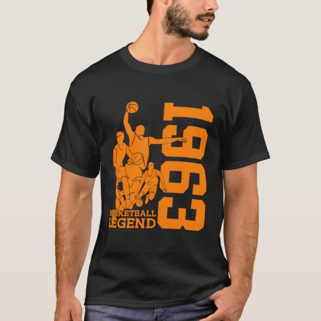 Basketball 60Th Birthday Basketball Legend 1963 T-Shirt (Front)