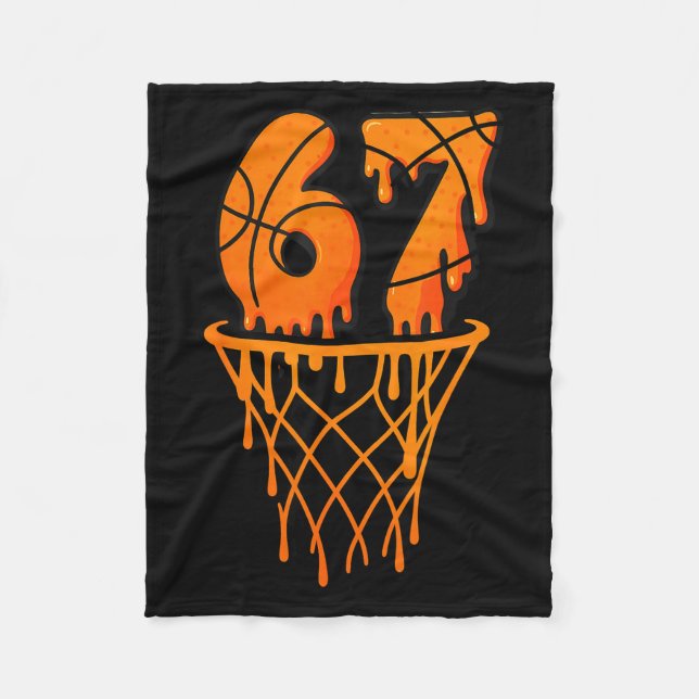 Basketball 67 Meme Funny Six Seven Gen Alpha Drip  Fleece Blanket (Front)
