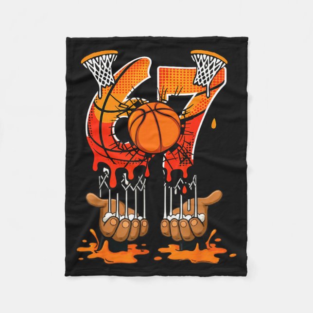 Basketball 67 Six Seven 6 7 Boys Funny Gen Alpha M Fleece Blanket (Front)