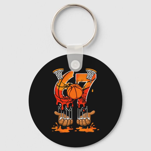 Basketball 67 Six Seven 6 7 Boys Funny Gen Alpha M Key Ring (Front)