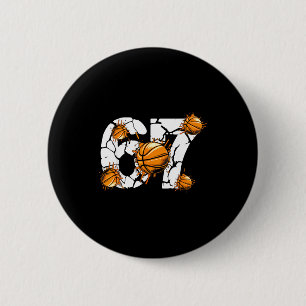 Basketball 67 Six Seven 6 7 Kids Funny Gen Alpha M 6 Cm Round Badge