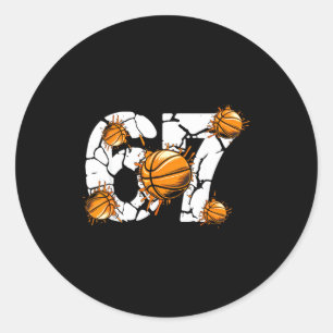 Basketball 67 Six Seven 6 7 Kids Funny Gen Alpha M Classic Round Sticker