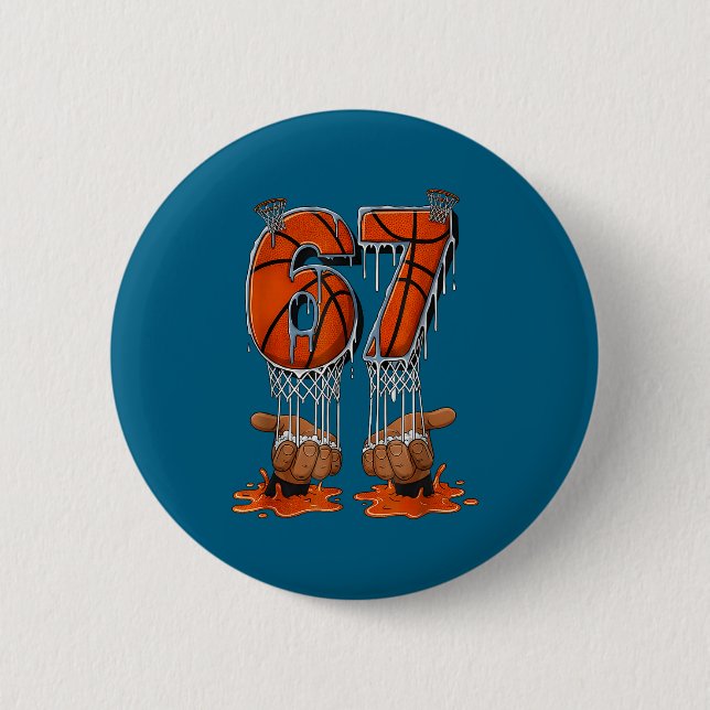 Basketball 67 Six Seven Funny Gen Alpha Meme Drip  6 Cm Round Badge (Front)
