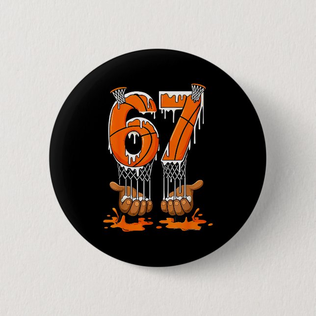 Basketball 67 Six Seven Funny Gen Alpha Meme Drip  6 Cm Round Badge (Front)