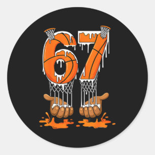 Basketball 67 Six Seven Funny Gen Alpha Meme Drip  Classic Round Sticker