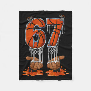 Basketball 67 Six Seven Funny Gen Alpha Meme Drip Fleece Blanket