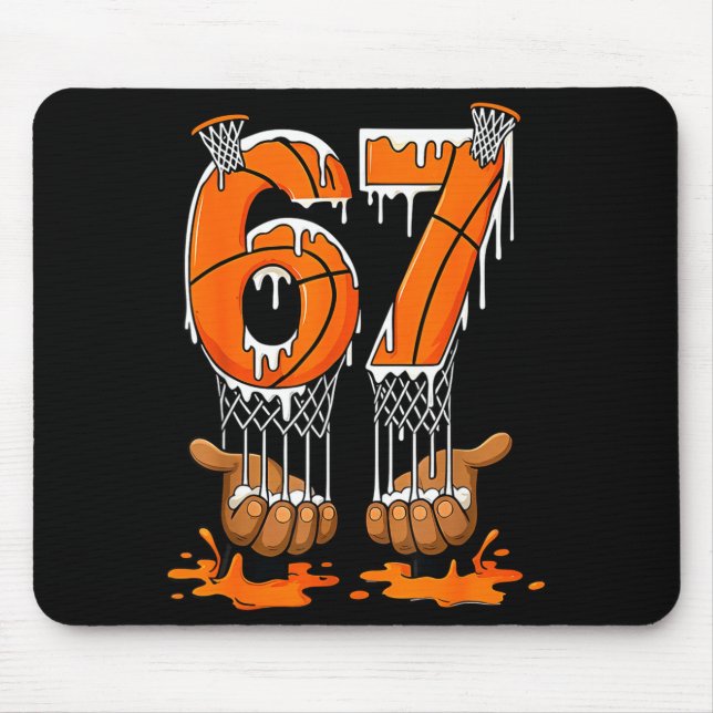 Basketball 67 Six Seven Funny Gen Alpha Meme Drip  Mouse Mat (Front)