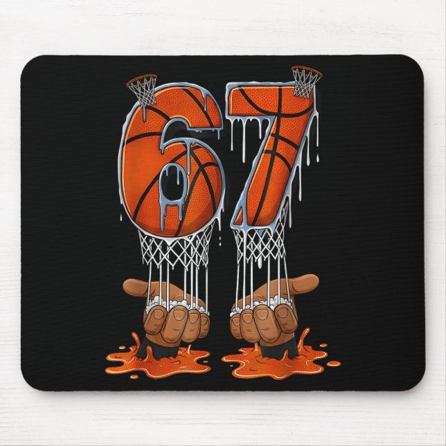 Basketball 67 Six Seven Funny Gen Alpha Meme Drip  Mouse Mat (Front)