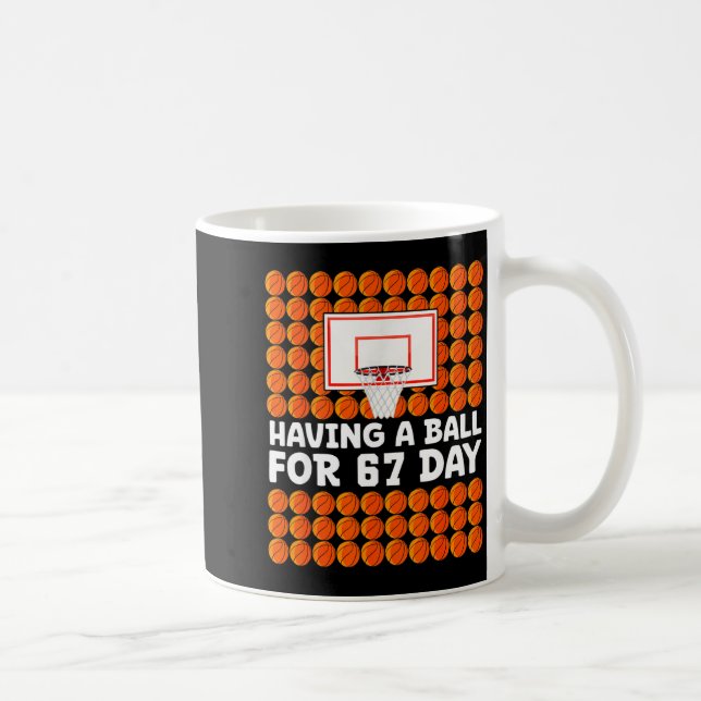Basketball 67th Day Of School 67 Days Six Seven Me Coffee Mug (Right)