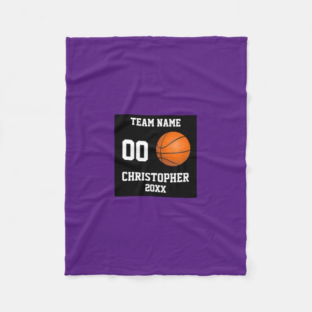 Basketball 7 Photo Collage Purple Small Fleece Blanket (Front)