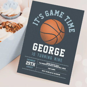 Basketball 9th Birthday Party Invitation
