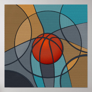 Basketball Abstract Art Composition Poster