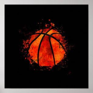 Basketball Abstract watercolor art Poster