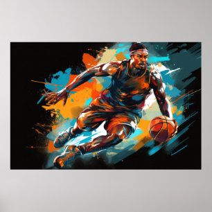 Basketball Action Sport Painting Abstract Art  Poster