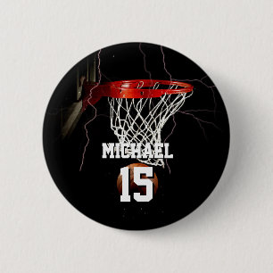 Basketball Add Your Name & Number 6 Cm Round Badge