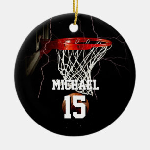 Basketball Add Your Name & Number Ceramic Tree Decoration