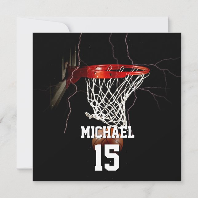 Basketball Add Your Name & Number Holiday Card (Front)