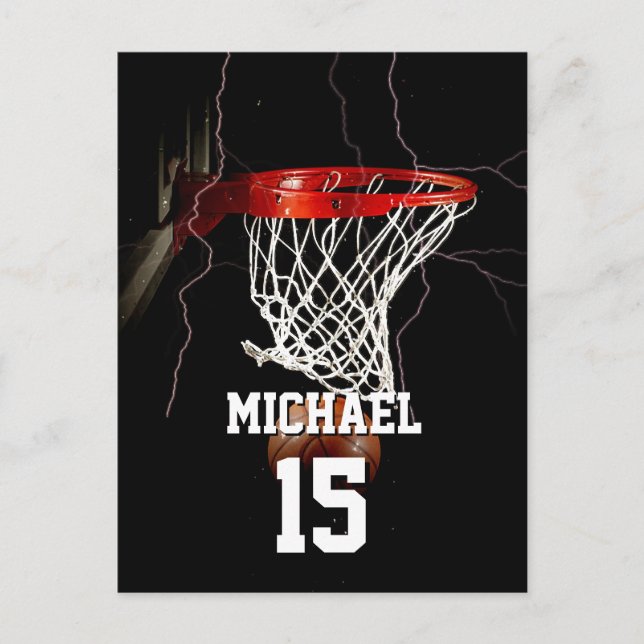 Basketball Add Your Name & Number Holiday Postcard (Front)
