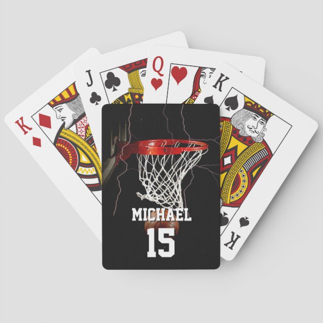 Basketball Add Your Name & Number Playing Cards (Back)